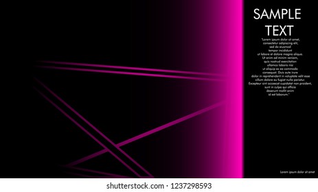 book cover designs, magazines, brochures, etc. with the pink line concept and black background. and examples of writing next to it. Vector illustration graphic design