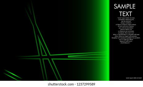 book cover designs, magazines, brochures, etc. with the green line concept and black background. and examples of writing next to it. Vector illustration graphic design