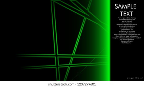 book cover designs, magazines, brochures, etc. with the green line concept and black background. and examples of writing next to it. Vector illustration graphic design