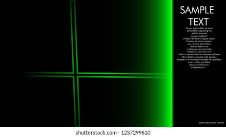 book cover designs, magazines, brochures, etc. with the green line concept and black background. and examples of writing next to it. Vector illustration graphic design