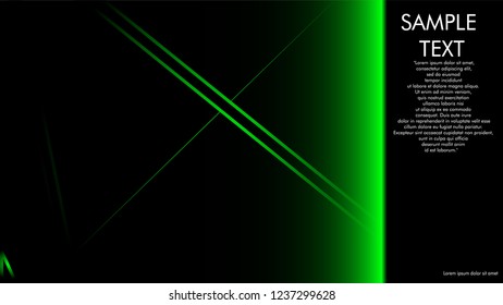book cover designs, magazines, brochures, etc. with the green line concept and black background. and examples of writing next to it. Vector illustration graphic design