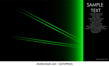 book cover designs, magazines, brochures, etc. with the green line concept and black background. and examples of writing next to it. Vector illustration graphic design