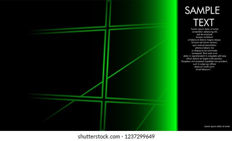 book cover designs, magazines, brochures, etc. with the green line concept and black background. and examples of writing next to it. Vector illustration graphic design