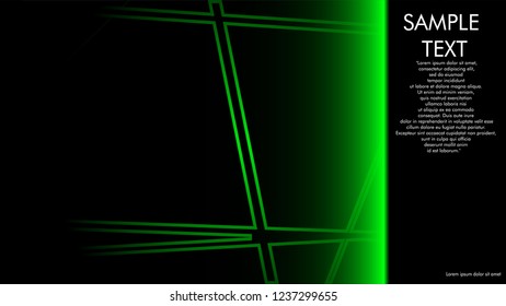 book cover designs, magazines, brochures, etc. with the green line concept and black background. and examples of writing next to it. Vector illustration graphic design
