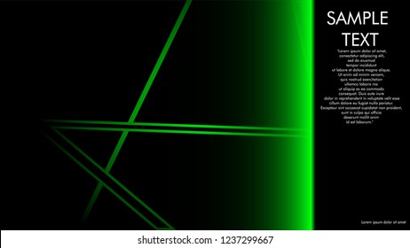 book cover designs, magazines, brochures, etc. with the green line concept and black background. and examples of writing next to it. Vector illustration graphic design