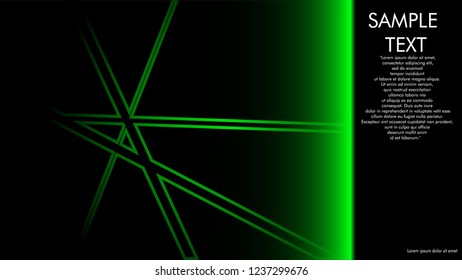 book cover designs, magazines, brochures, etc. with the green line concept and black background. and examples of writing next to it. Vector illustration graphic design