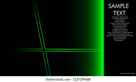 book cover designs, magazines, brochures, etc. with the green line concept and black background. and examples of writing next to it. Vector illustration graphic design