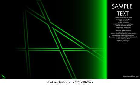 book cover designs, magazines, brochures, etc. with the green line concept and black background. and examples of writing next to it. Vector illustration graphic design