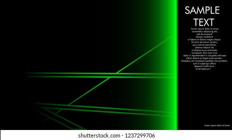 book cover designs, magazines, brochures, etc. with the green line concept and black background. and examples of writing next to it. Vector illustration graphic design