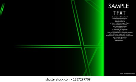 book cover designs, magazines, brochures, etc. with the green line concept and black background. and examples of writing next to it. Vector illustration graphic design