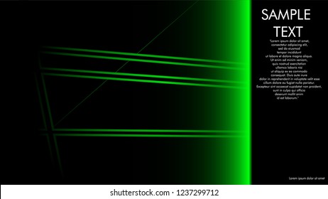 book cover designs, magazines, brochures, etc. with the green line concept and black background. and examples of writing next to it. Vector illustration graphic design