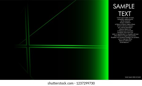 book cover designs, magazines, brochures, etc. with the green line concept and black background. and examples of writing next to it. Vector illustration graphic design