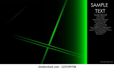 book cover designs, magazines, brochures, etc. with the green line concept and black background. and examples of writing next to it. Vector illustration graphic design