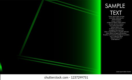 book cover designs, magazines, brochures, etc. with the green line concept and black background. and examples of writing next to it. Vector illustration graphic design