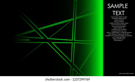 book cover designs, magazines, brochures, etc. with the green line concept and black background. and examples of writing next to it. Vector illustration graphic design
