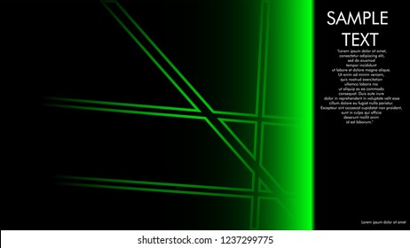 book cover designs, magazines, brochures, etc. with the green line concept and black background. and examples of writing next to it. Vector illustration graphic design