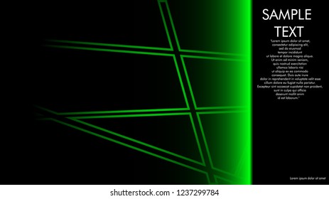 book cover designs, magazines, brochures, etc. with the green line concept and black background. and examples of writing next to it. Vector illustration graphic design
