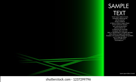 book cover designs, magazines, brochures, etc. with the green line concept and black background. and examples of writing next to it. Vector illustration graphic design