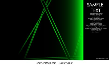 book cover designs, magazines, brochures, etc. with the green line concept and black background. and examples of writing next to it. Vector illustration graphic design