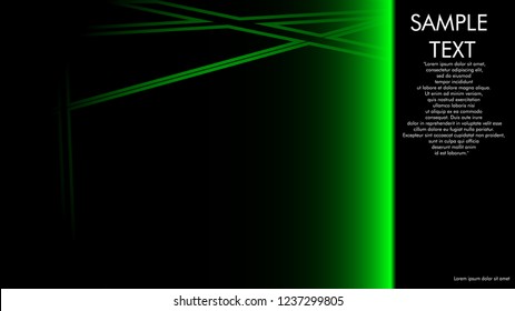 book cover designs, magazines, brochures, etc. with the green line concept and black background. and examples of writing next to it. Vector illustration graphic design
