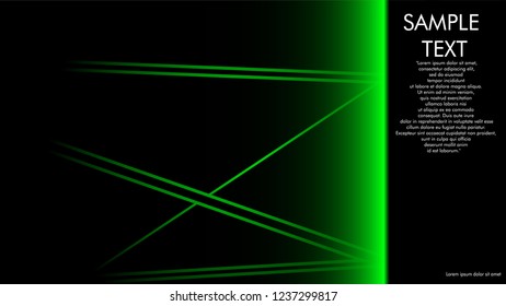 book cover designs, magazines, brochures, etc. with the green line concept and black background. and examples of writing next to it. Vector illustration graphic design