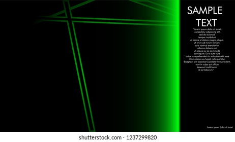 book cover designs, magazines, brochures, etc. with the green line concept and black background. and examples of writing next to it. Vector illustration graphic design