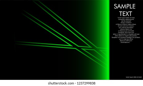 book cover designs, magazines, brochures, etc. with the green line concept and black background. and examples of writing next to it. Vector illustration graphic design