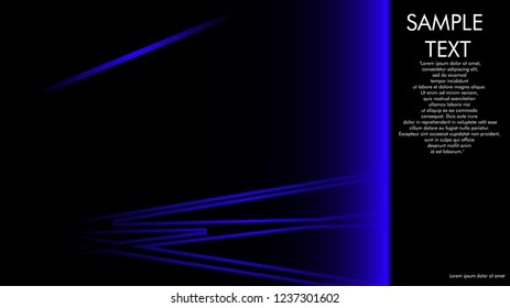 book cover designs, magazines, brochures, etc. with the blue line concept and black background. and examples of writing next to it. Vector illustration graphic design