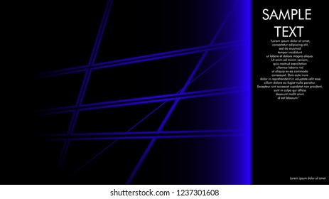 book cover designs, magazines, brochures, etc. with the blue line concept and black background. and examples of writing next to it. Vector illustration graphic design