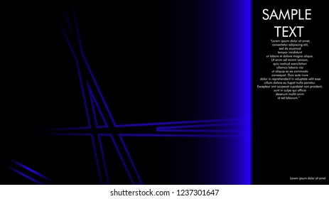 book cover designs, magazines, brochures, etc. with the blue line concept and black background. and examples of writing next to it. Vector illustration graphic design