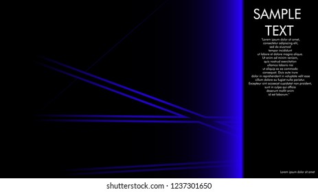 book cover designs, magazines, brochures, etc. with the blue line concept and black background. and examples of writing next to it. Vector illustration graphic design