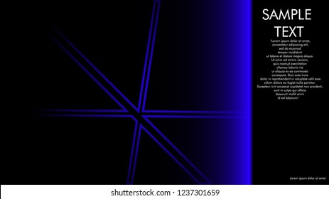 book cover designs, magazines, brochures, etc. with the blue line concept and black background. and examples of writing next to it. Vector illustration graphic design