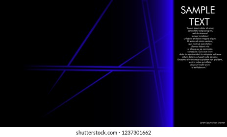 book cover designs, magazines, brochures, etc. with the blue line concept and black background. and examples of writing next to it. Vector illustration graphic design