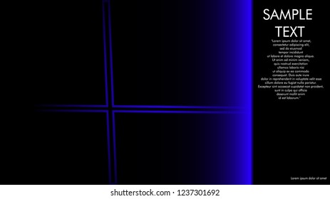 book cover designs, magazines, brochures, etc. with the blue line concept and black background. and examples of writing next to it. Vector illustration graphic design