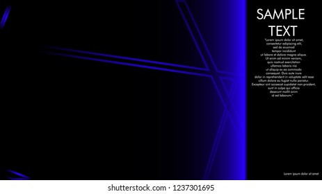 book cover designs, magazines, brochures, etc. with the blue line concept and black background. and examples of writing next to it. Vector illustration graphic design