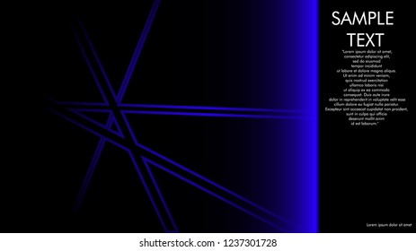 book cover designs, magazines, brochures, etc. with the blue line concept and black background. and examples of writing next to it. Vector illustration graphic design