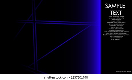 book cover designs, magazines, brochures, etc. with the blue line concept and black background. and examples of writing next to it. Vector illustration graphic design