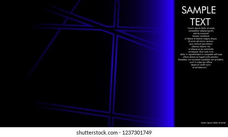 book cover designs, magazines, brochures, etc. with the blue line concept and black background. and examples of writing next to it. Vector illustration graphic design