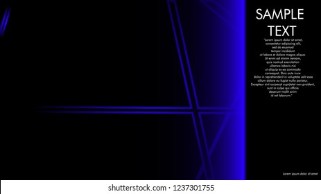 book cover designs, magazines, brochures, etc. with the blue line concept and black background. and examples of writing next to it. Vector illustration graphic design