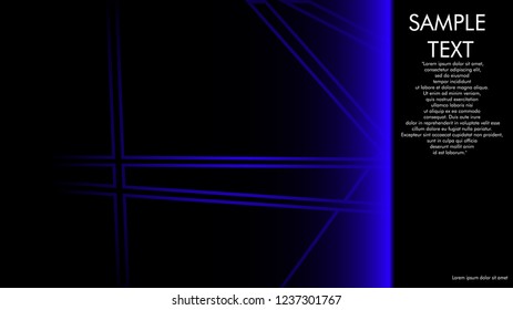 book cover designs, magazines, brochures, etc. with the blue line concept and black background. and examples of writing next to it. Vector illustration graphic design