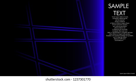 book cover designs, magazines, brochures, etc. with the blue line concept and black background. and examples of writing next to it. Vector illustration graphic design