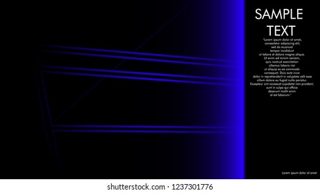 book cover designs, magazines, brochures, etc. with the blue line concept and black background. and examples of writing next to it. Vector illustration graphic design