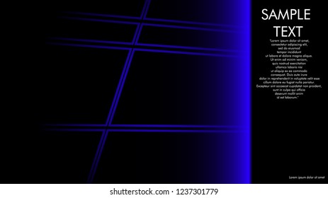 book cover designs, magazines, brochures, etc. with the blue line concept and black background. and examples of writing next to it. Vector illustration graphic design