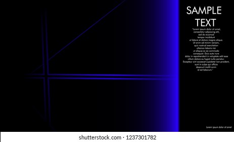book cover designs, magazines, brochures, etc. with the blue line concept and black background. and examples of writing next to it. Vector illustration graphic design