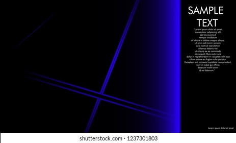 book cover designs, magazines, brochures, etc. with the blue line concept and black background. and examples of writing next to it. Vector illustration graphic design