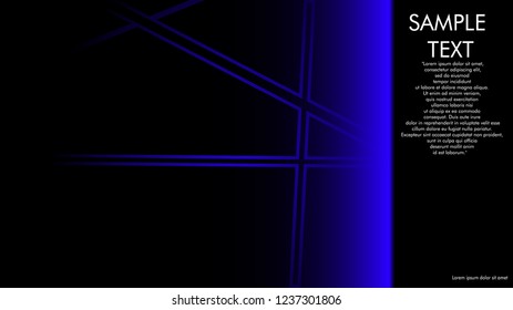 book cover designs, magazines, brochures, etc. with the blue line concept and black background. and examples of writing next to it. Vector illustration graphic design
