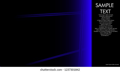 book cover designs, magazines, brochures, etc. with the blue line concept and black background. and examples of writing next to it. Vector illustration graphic design