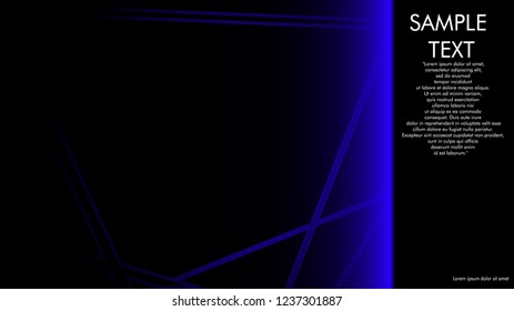 book cover designs, magazines, brochures, etc. with the blue line concept and black background. and examples of writing next to it. Vector illustration graphic design