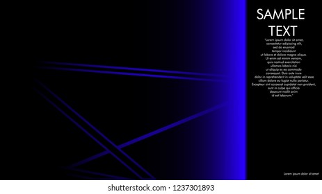book cover designs, magazines, brochures, etc. with the blue line concept and black background. and examples of writing next to it. Vector illustration graphic design