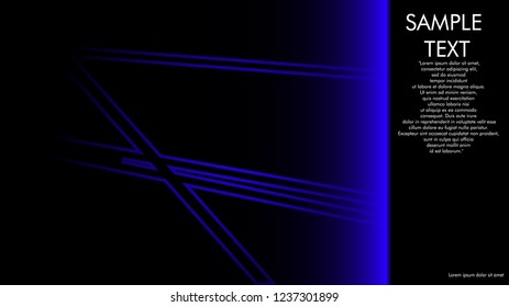 book cover designs, magazines, brochures, etc. with the blue line concept and black background. and examples of writing next to it. Vector illustration graphic design